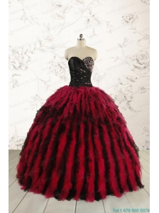 Luxurious Sweetheart Beading Quinceanera Dresses in Red and Black