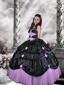 Remarkable Sweetheart Beading Black and White Quince Dresses