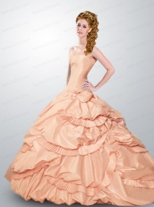 Romantic Ball Gown Strapless Quinceanera Dresses in Peach