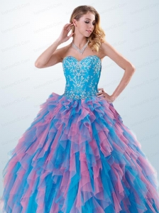 2015 Brand New Appliques and Ruffles Multi-color Quinceanera Dresses