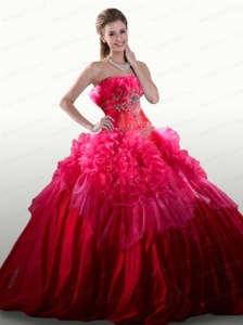 2015 Elegant Appliques and Ruffles Hot Pink Quinceanera Dresses