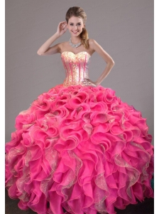 2015 New Style Sweet 16 Dress with Ruffles and Sequins