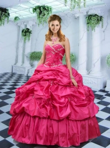 2015 Popular Hot Pink Quinceanera Gown with Beading