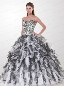 Affordable Black and White Beading Quinceanera Dresses For 2015