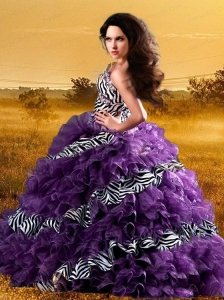 Elegant Sweetheart Organza and Zebra Ruffles Dresses for  Quinceanera