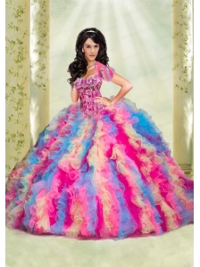 Luxurious Multi-color Sweetheart Appliques and Ruffles Dresses for Quinceanera
