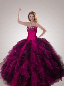 Organza Beading and Ruffles Quinceanera Gown with Sweetheart Neck