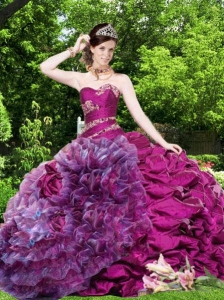 Sweetherat Beading and Pick-ups Quinceanera Gown in Fuchsia