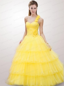 The Brand New Style Yellow Quinceanera Dresses with Beading and Ruffles For 2015