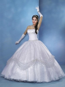 White Sequins and Ruching Quinceanera Dress for Sweet 16 Party