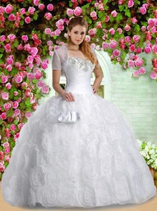 2015 Brand New Sweetheart White Sweet 15 Dresses with Appliques and Ruching