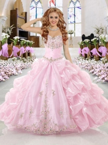 2015 Wonderful Baby Pink Sweetheart Sweet 16 Dress with Appliques and Pick Ups