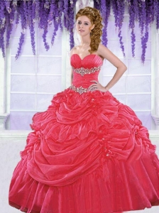 New Arrival Sweetheart Red Quinceanera Dresses with Beading and Pick-ups