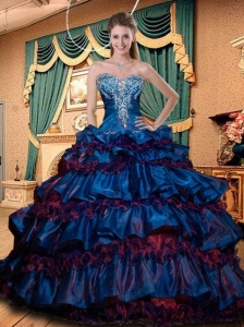Sweetheart Quinceanera Dresses with Appliques and Ruffled Layers
