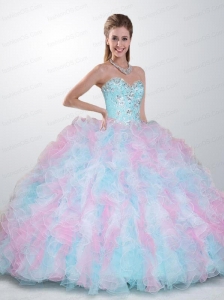 2015 Exclusive Sweetheart Multi-color Quinceanera Dresses with Beading and Ruffles