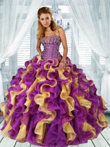 2015 New Arrival Sweetheart Ruffles and Appliques Multi-color Quinceanera Dresses