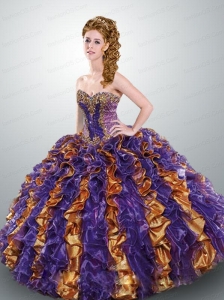 2015 Popular Strapless Muti-color Quinceanera Dresses with Ruffles
