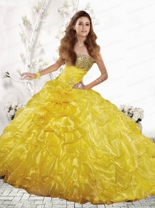 2015 Wonderful Yellow Quinceanera Dresses with Beading and Ruffles