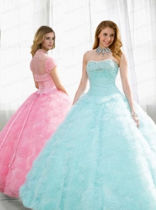 Beading and Ruffles Quinceanera Dresses in Light Blue for 2014