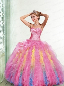Fashionable Sweetheart Appliques and Ruffles Multi-color Dresses for Quinceanera