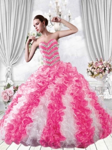 Popular Sweetheart Beading and Ruffles Multi-color Dresses for Quinceanera
