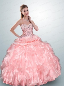 Pretty Sweet Baby Pink Dress For Quince with Beading and Ruffles