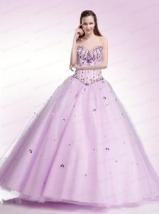 Sweetheart Tulle Beaded Decorate Quinceanera Dress in Lilac
