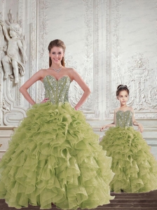 2015 Brand New Beading and Ruffles   Olive Green Princesita Dress