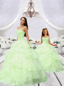 Most Popular Beading and Ruching Light Green Princesita Dress for 2015