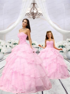 Popular Beading and Ruching Baby Pink Princesita Dress for 2015