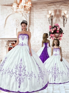 Customize Purple Embroidery White Princesita Dress for 2015