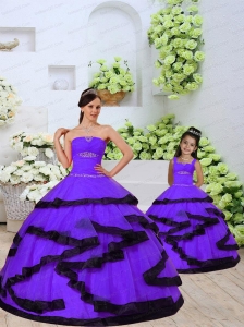 2015 New Style Beading and Ruching Organza Lavender Princesita Dress