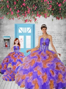 2015 Remarkable Appliques and Ruffles Multi-color Princesita Dress