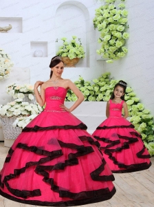 Beading and Ruching Organza Red Princesita Dress with Layers