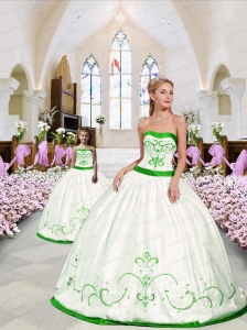Unique Embroidery White and Spring Green Princesita Dress for 2015 Spring