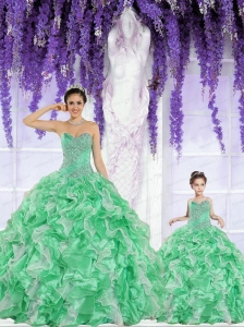 2015 Spring Hot Sales Beading and Ruffles Green Princesita Dress