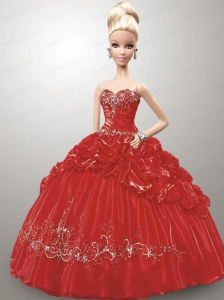Appliques And Pick-ups Quinceanera Dress For Quinceanera Doll In Red