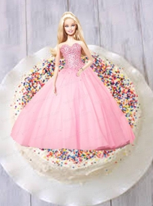 Baby Pink Quinceanera Dress For Quinceanera Doll With Beading