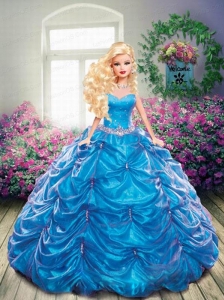 Beading And Pick-ups Quinceanera Dress For Quinceanera Doll In Blue