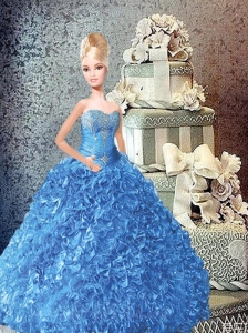 Beading And Ruffles Quinceanera Dress For Quinceanera Doll In Blue