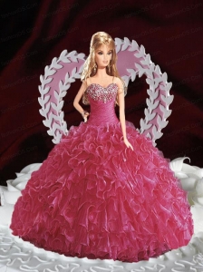 Beading And Ruffles Quinceanera Dress For Quinceanera Doll In Fuchsia