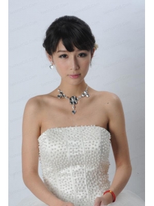 Gorgeous Dazzling Rhinestone Jewelry Set Necklace And Headflower