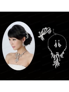 Round shaped Rotary Crystal Jewelry Set Including Necklace And Headpiece