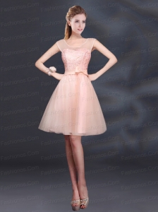 2015 Sturning A Line Belt Prom Dress with Scoop