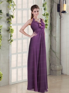Empire Ruffles Halter 2015 Prom Dresses in Purple