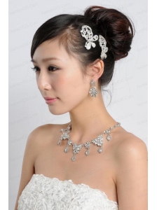 Shining Rhinestones Alloy Wedding Jewelry Set Including Necklace And Earrings