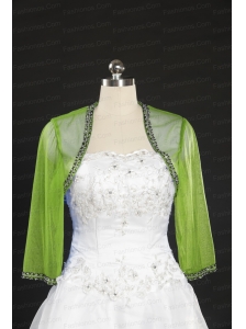 2014 Spring Green Beading Wraps with Long Sleeves