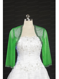 2014 Spring Long Sleeves Green Wraps with Beading