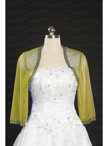 2014 Yellow Long Sleeves Wraps with Beading