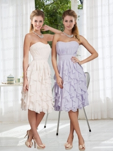 2015 Romantic Lavender Sweetheart Prom Dress with Ruching and Ruffles